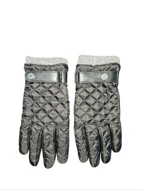 Polo Ralph Lauren Men's Black Lambskin Leather / Nylon  Winter Gloves Size M